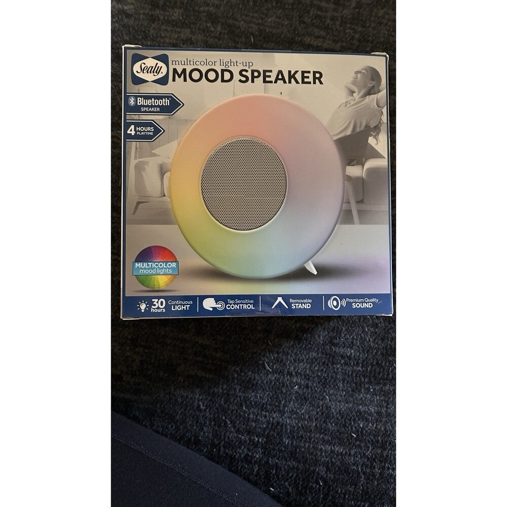 Sealy Multicolor Light-Up Mood Speaker Bluetooth 30ft Range 4hr Play #4